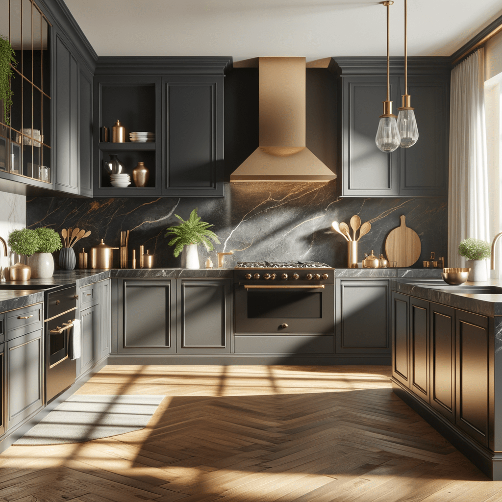 Black Cabinets with Taj Mahal Quartzite for Luxe Interiors – Zicana ...
