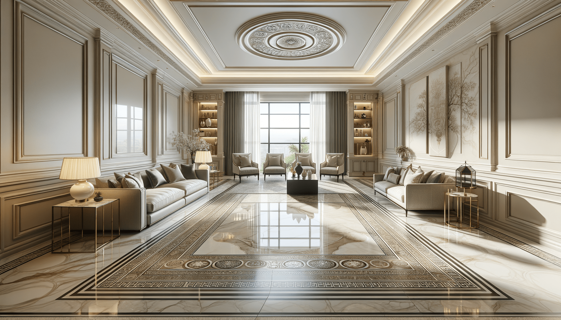 Elegant porcelain slabs with border elevate luxury interior designs ...