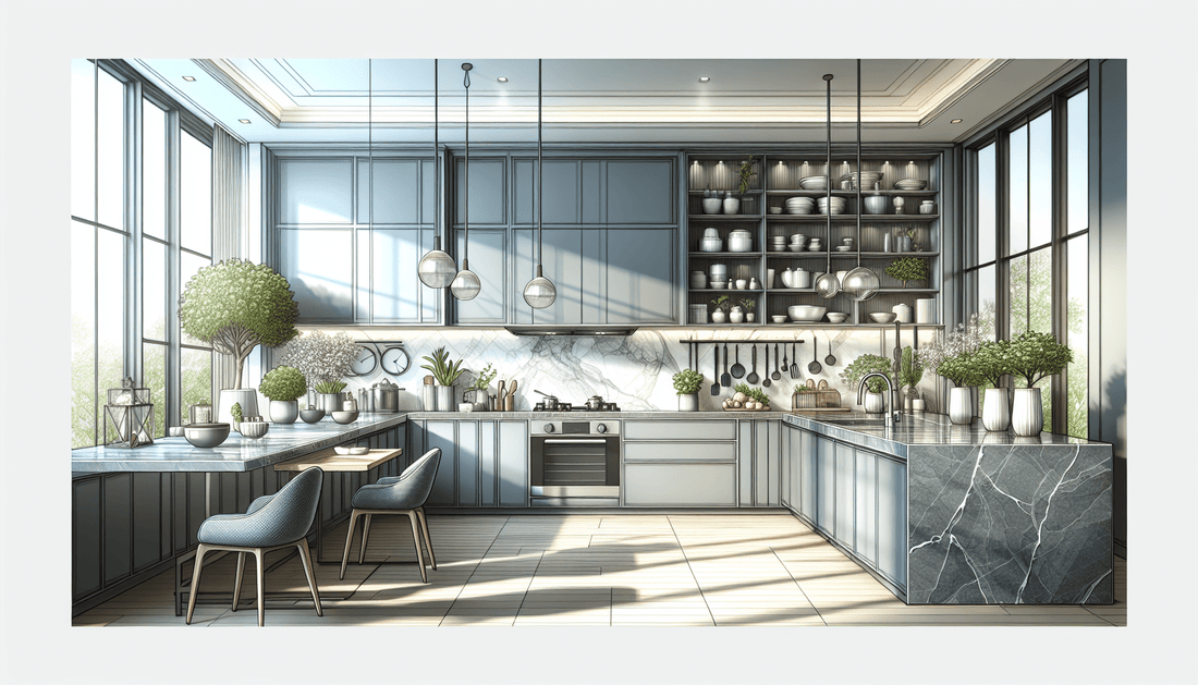 Elevate Spaces with Elegant Blue Gray Quartz Countertops - Z Boutique by Marble Couture