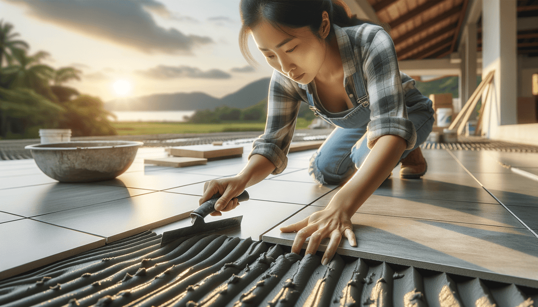 Laying Porcelain Slabs with Tile Adhesive on Concrete Guide - Zicana Boutique