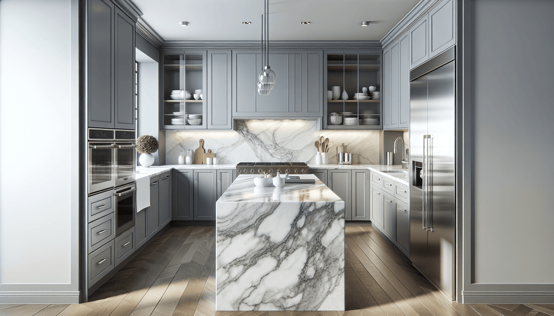 Perfect Pairing: Marble Countertop with Grey Cabinets for Sophisticated Homes - Z Boutique by Marble Couture