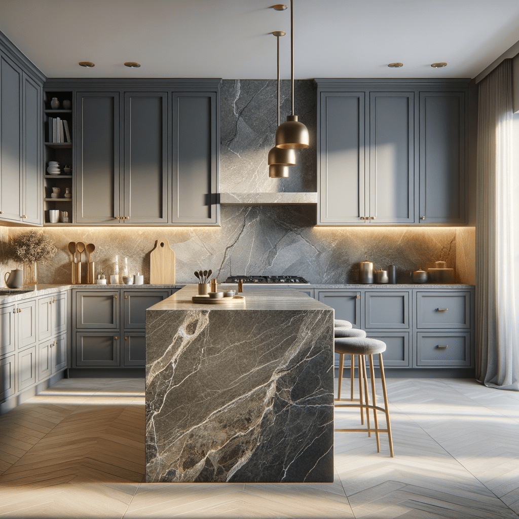 Taj Mahal Quartzite with Grey Cabinets for Timeless Interiors – Zicana ...