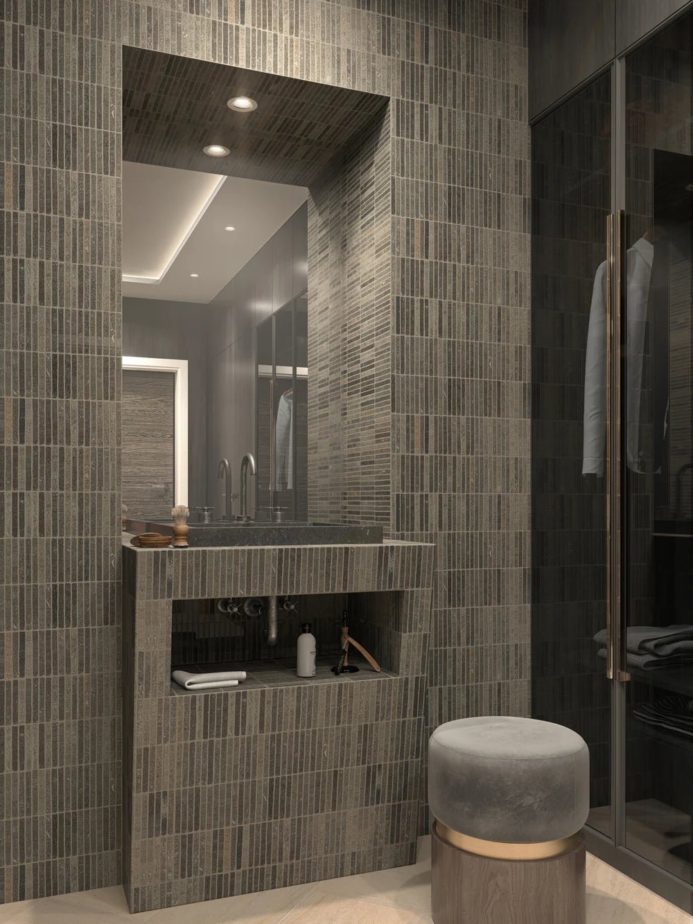 Abbey Road Sea Grey Limestone Mosaic Zicana Boutique - Zicana Boutique - 2