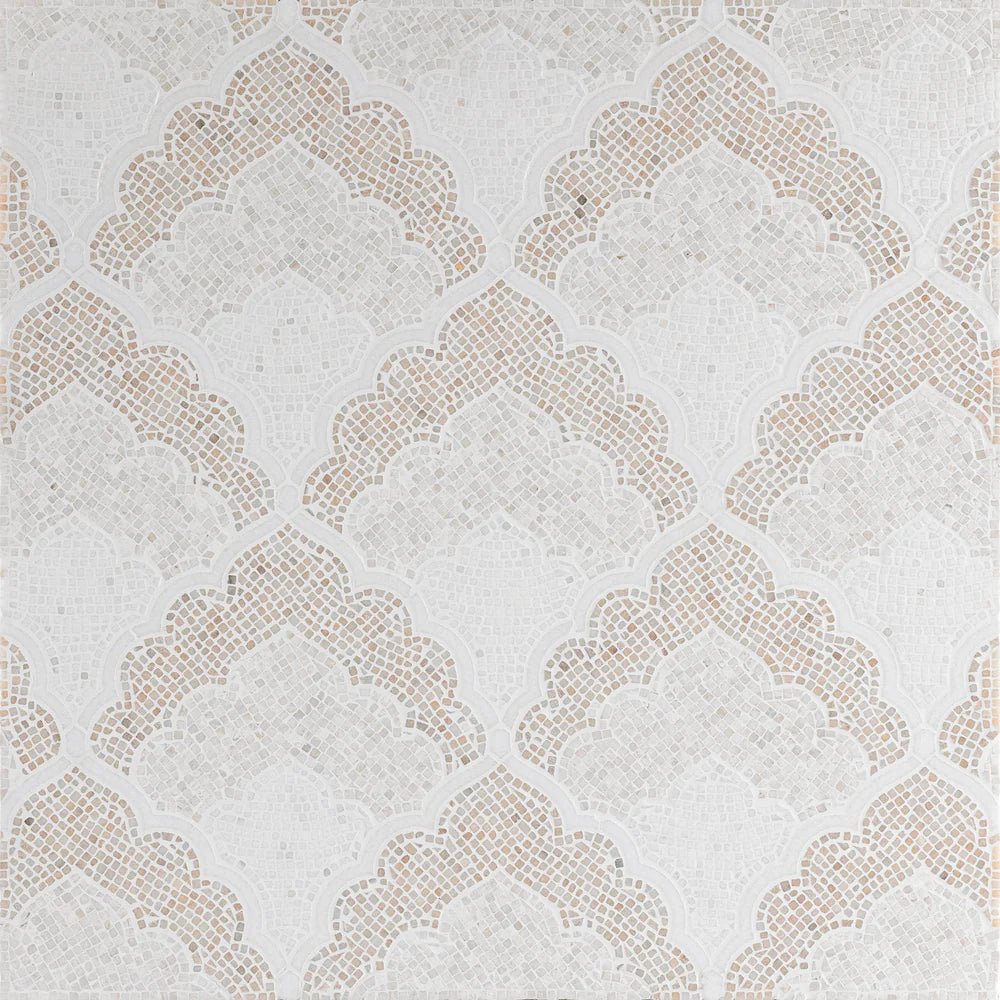 Adena By Lori Weitzner Cream Marble Mosaic Artistic Tile - Zicana Boutique - 1