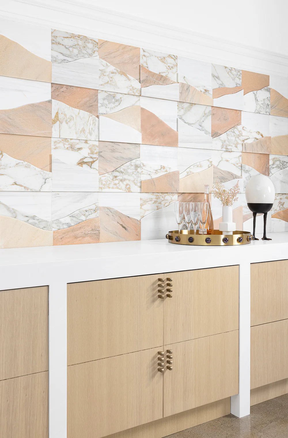 Ali Budd Kata Rosa Marble Dimensional Tile Artistic Tile - Zicana Boutique - 2