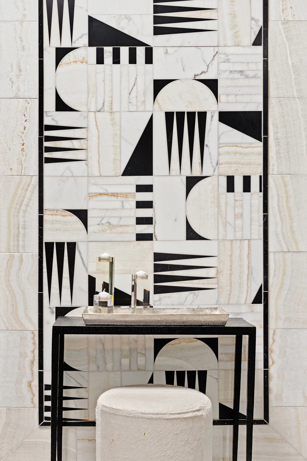 Alison Rose Euclid Large Onyx Waterjet Mosaic Artistic Tile - Zicana Boutique - 6