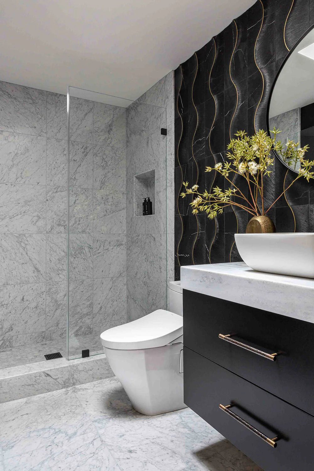 Alison Rose Zephyr Nero Marble Dimensional Tile Zicana Boutique - Zicana Boutique - 5