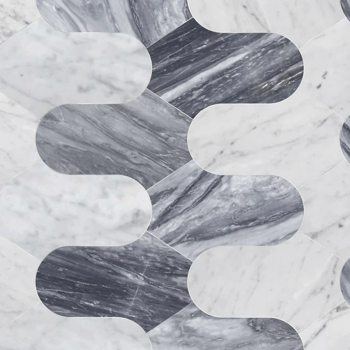 Allen Grigio Geometric Marble Waterjet Tile Zicana Boutique - Zicana Boutique - 1
