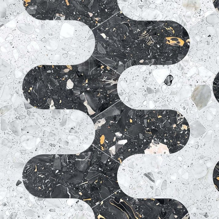 Allen Noir Geometric Terrazzo Waterjet Tile Zicana Boutique - Zicana Boutique - 1