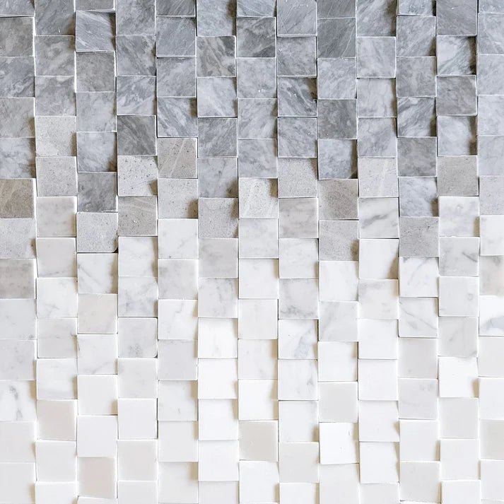Altura Ombre Grigio Dimensional Marble Mosaic Zicana Boutique - Zicana Boutique - 1