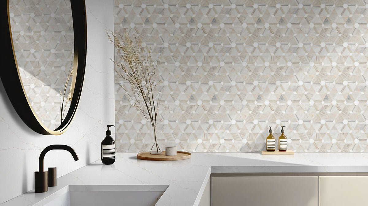 Angora Marble MSI Mosaic Tiles 11" X 12" Floralis Pattern MSI - Zicana Boutique - 5