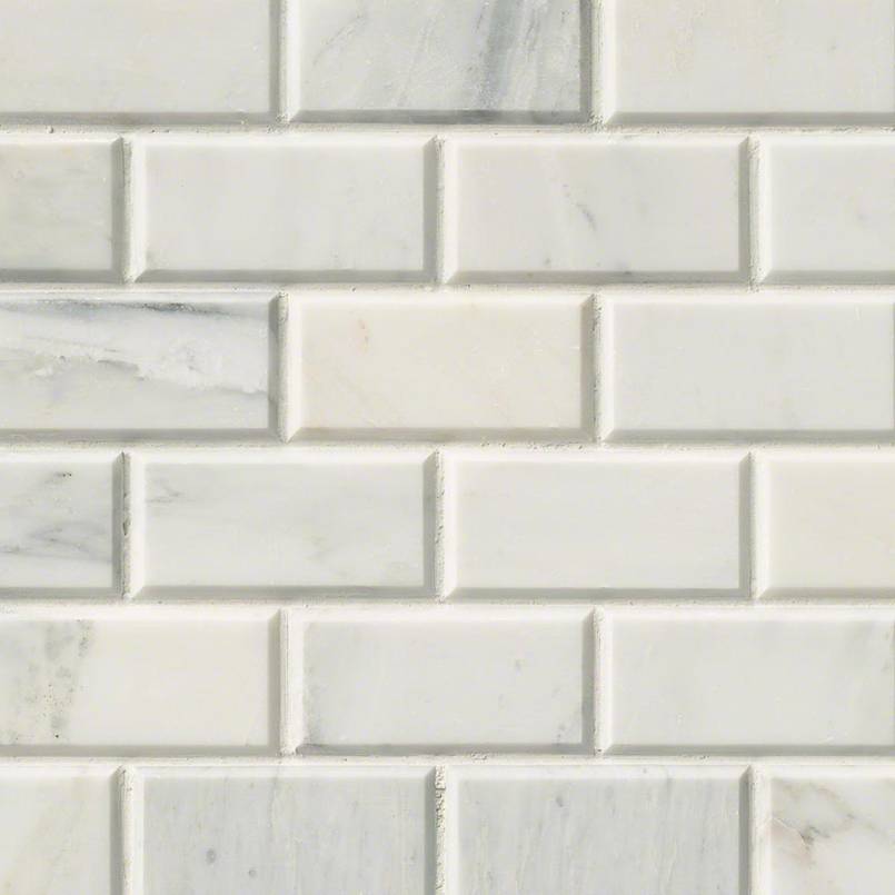 Arabescato Carrara Beveled Marble MSI Mosaic Tiles 12" X 12" Subway Pattern MSI - Zicana Boutique - 1
