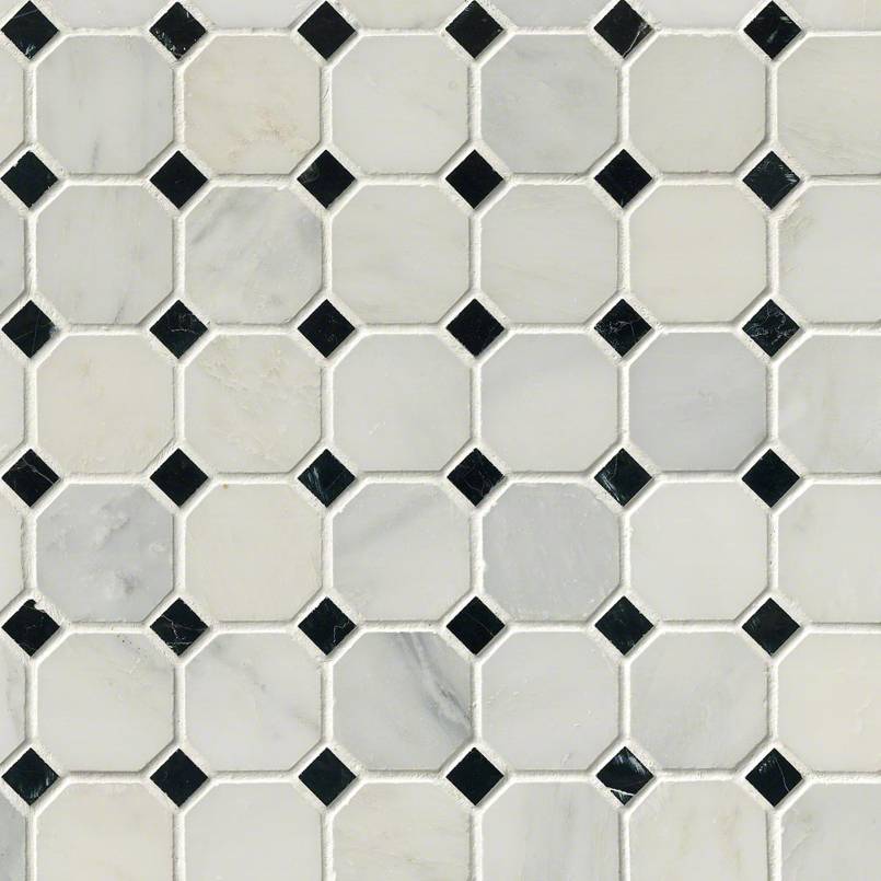 Arabescato Carrara Marble MSI Mosaic Tiles 12" X 12" Octagon Pattern MSI - Zicana Boutique - 1
