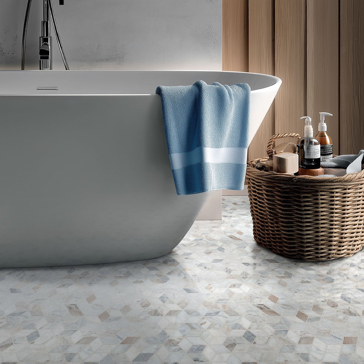 Arabescato Venato Marble MSI Mosaic Tiles 11" X 13" Cube Pattern MSI - Zicana Boutique - 2