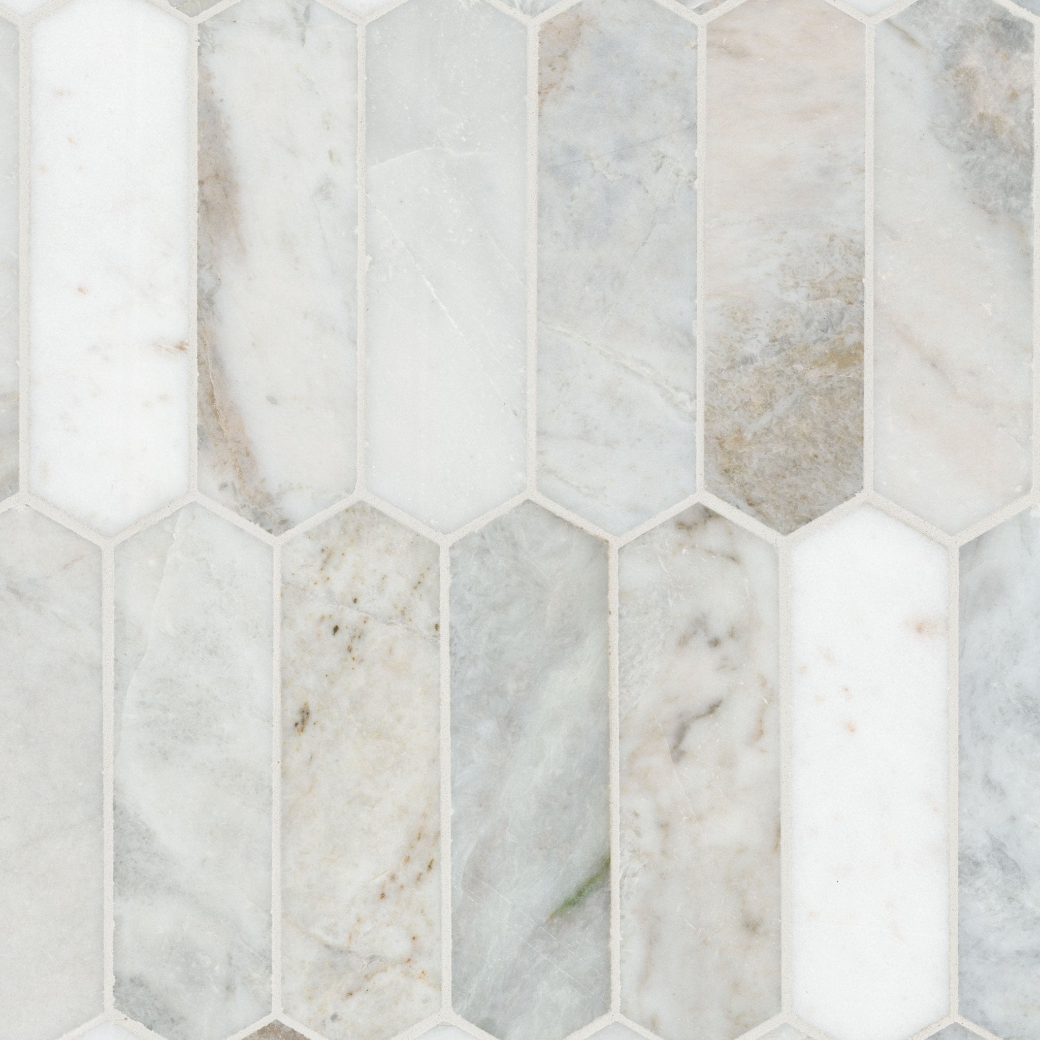 Arabescato Venato Marble MSI Mosaic Tiles 12" X 12" Picket Pattern MSI - Zicana Boutique - 1