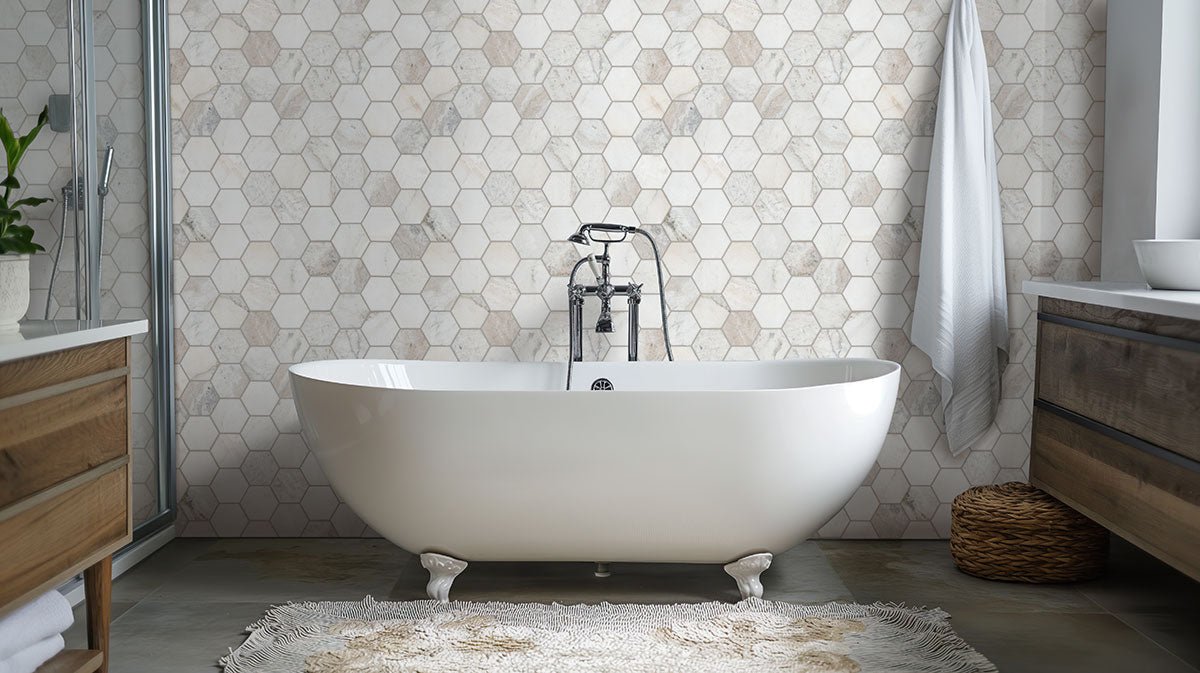 Arabescato Venato White Marble MSI Mosaic Tiles 10" X 13" Hexagon Pattern MSI - Zicana Boutique - 2