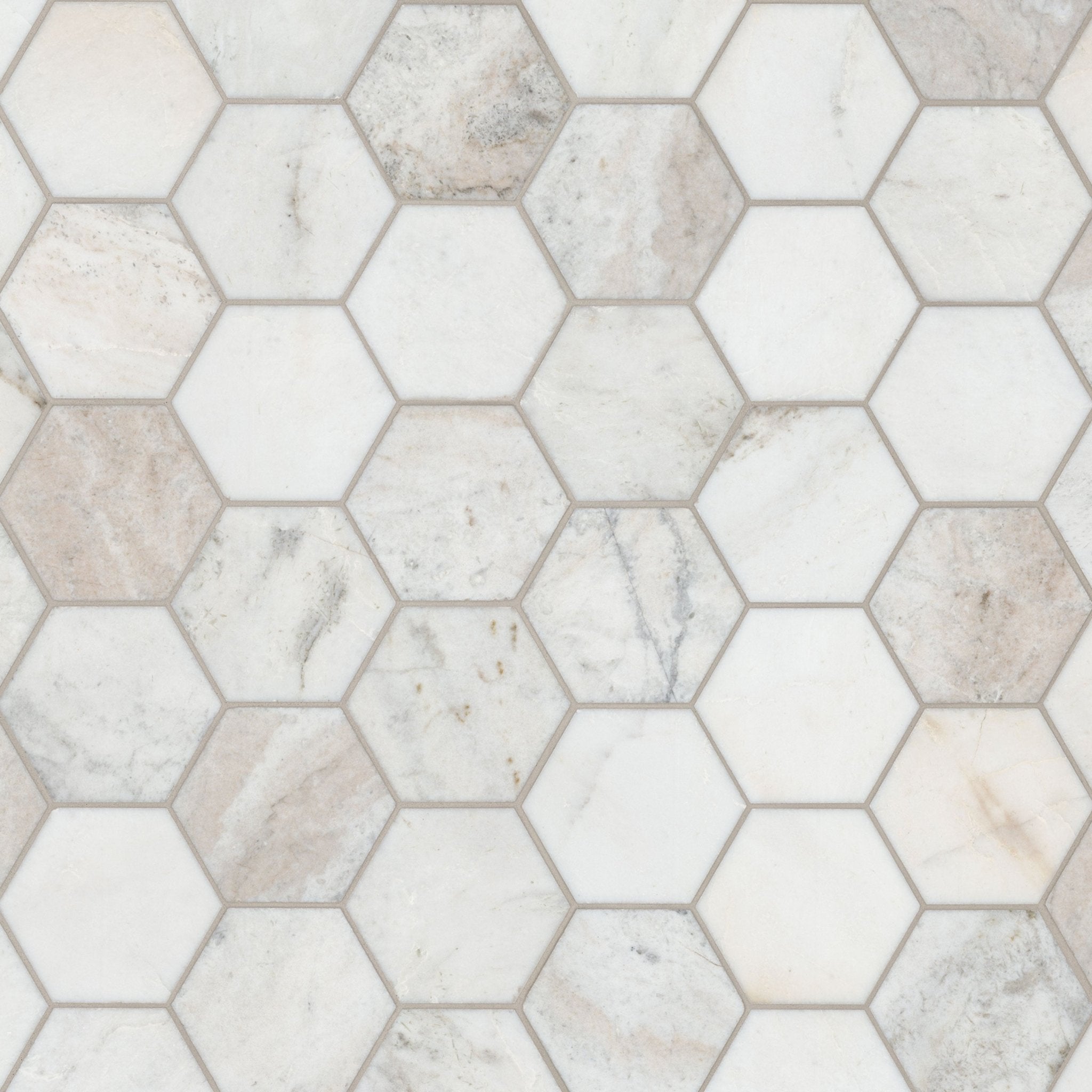 Arabescato Venato White Marble MSI Mosaic Tiles 10" X 13" Hexagon Pattern MSI - Zicana Boutique - 4