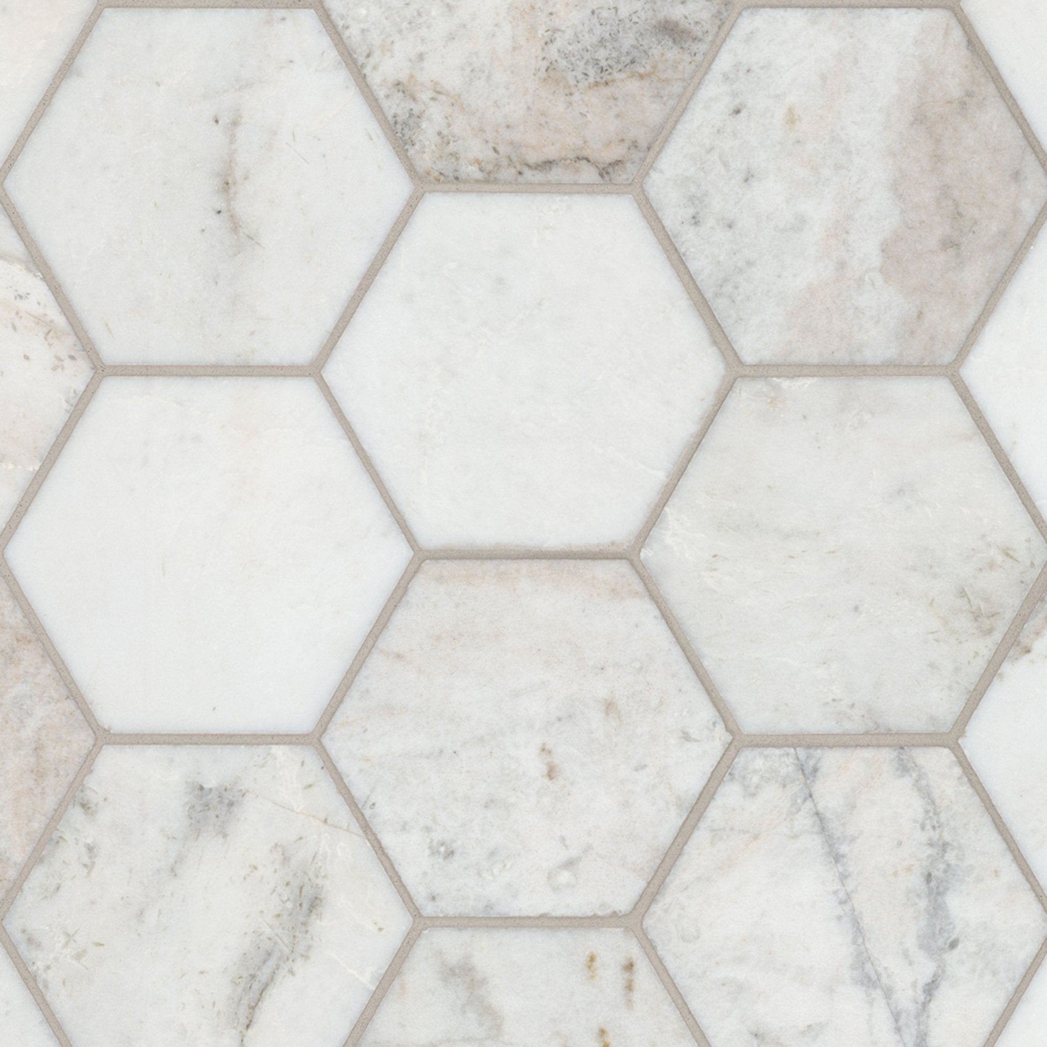 Arabescato Venato White Marble MSI Mosaic Tiles 10" X 13" Hexagon Pattern MSI - Zicana Boutique - 1