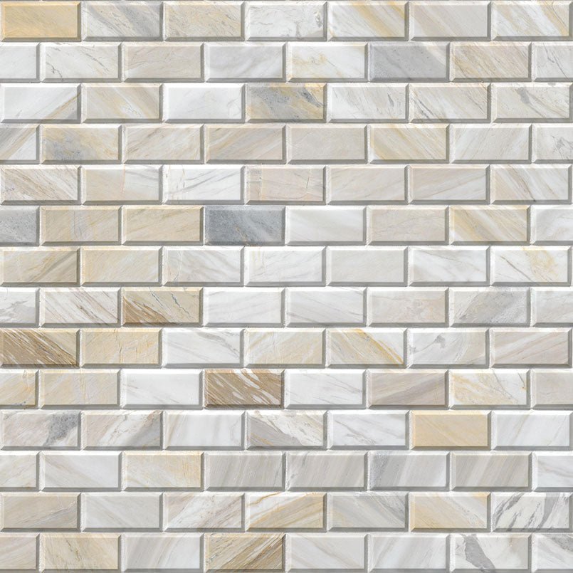 Athena Gold Beveled Marble MSI Mosaic Tiles 12" X 12" Subway Pattern MSI - Zicana Boutique - 4