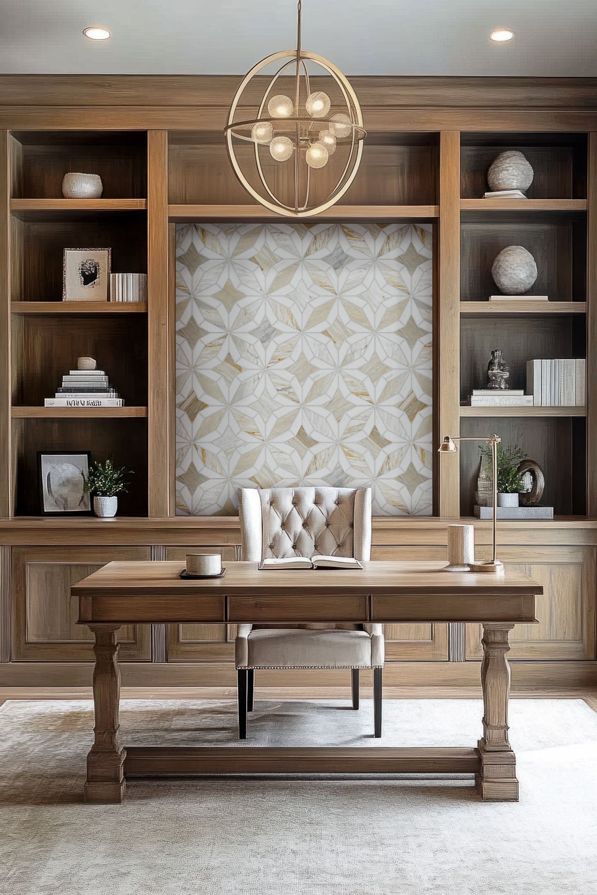 Athena Gold Estrella Marble MSI Mosaic Tiles 10" X 10" Geometric Pattern MSI - Zicana Boutique - 6