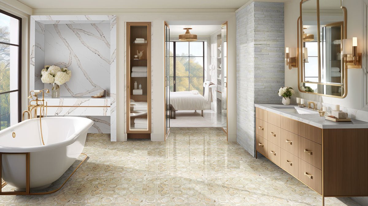 Athena Gold Regency Marble MSI Mosaic Tiles 10" X 10" Geometric Pattern MSI - Zicana Boutique - 8