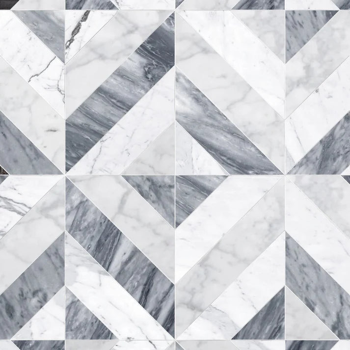 Azulejo Sterling Chevron Marble Waterjet Mosaic Zicana Boutique - Zicana Boutique - 1