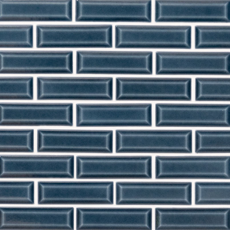 Bay Blue Beveled Ceramic MSI Mosaic Tiles 2" X 6" Subway Pattern MSI - Zicana Boutique - 4