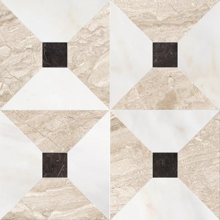 Bella Calacatta Onciatta & Diano Royale Dot Checkered Waterjet Tile Zicana Boutique - Zicana Boutique - 1