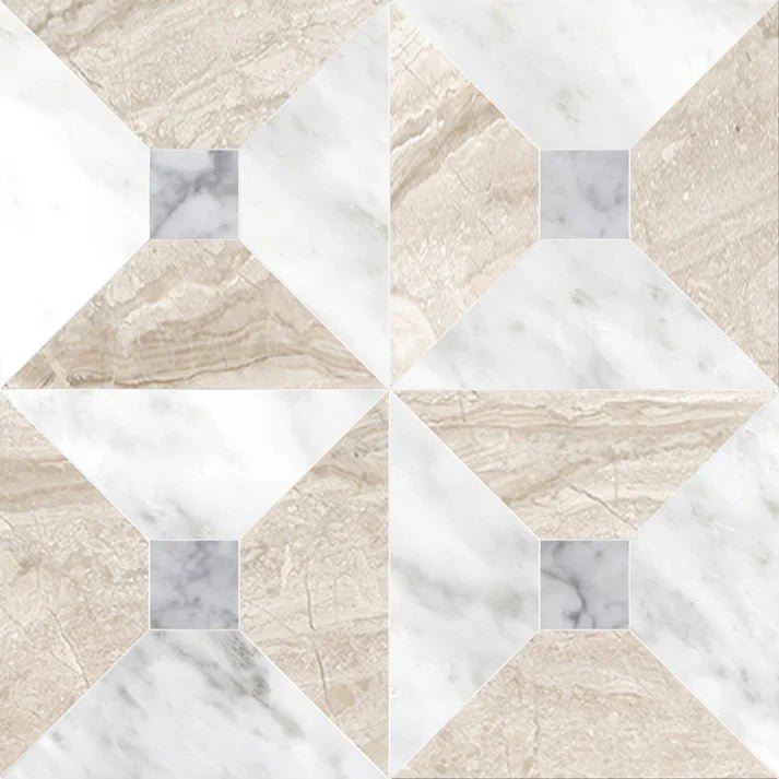 Bella Diano Royale & Asian White Dot Checkered Waterjet Tile Zicana Boutique - Zicana Boutique - 1