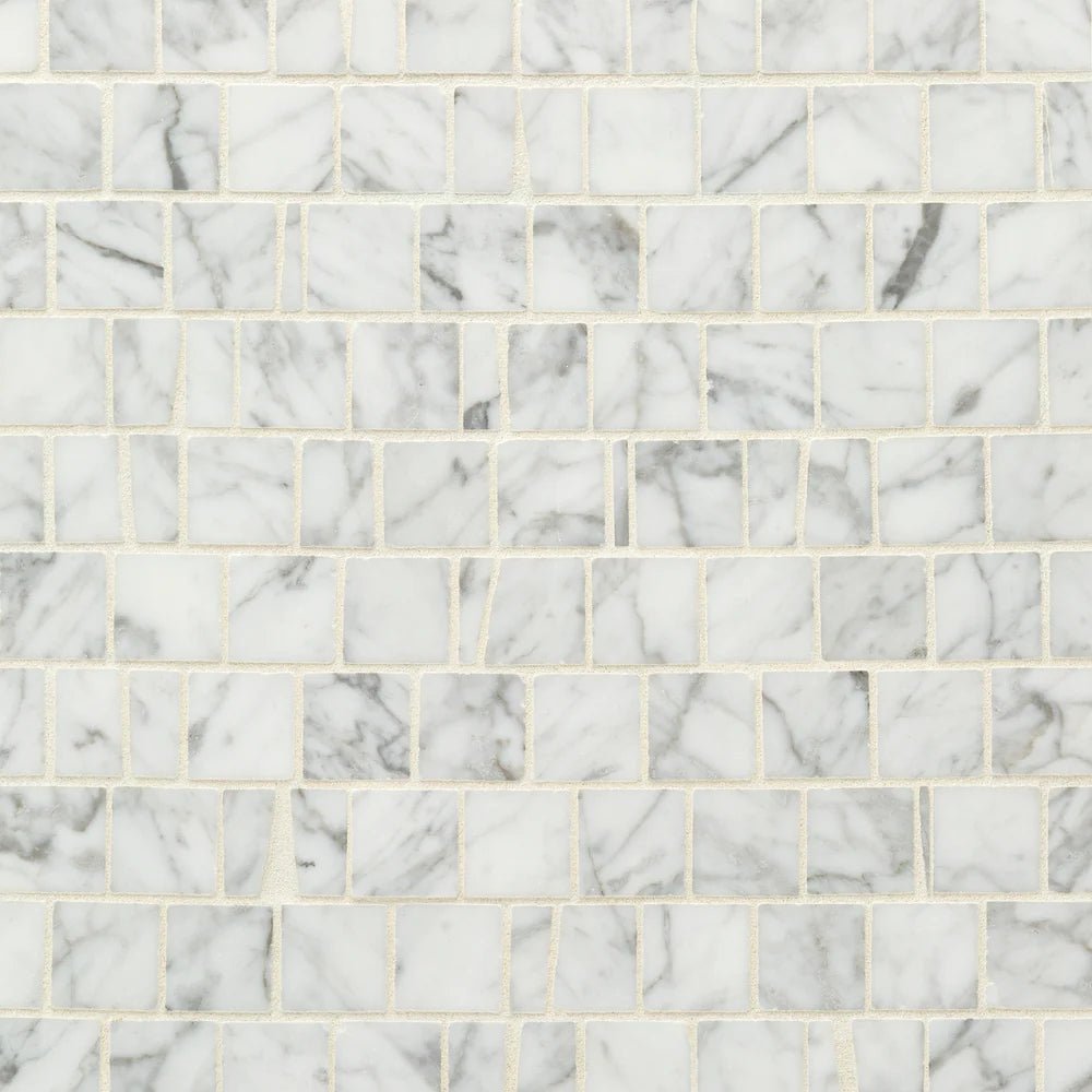 Bianco Carrara Marble Mosaic Broken Joint Artistic Tile - Zicana Boutique - 1