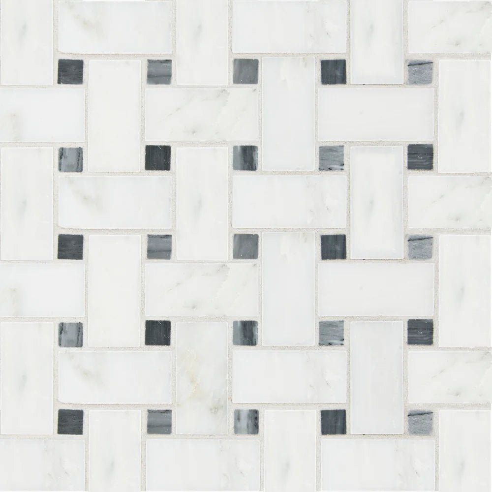 Bianco Carrara W/bardiglio Marble Mosaic Zicana Boutique - Zicana Boutique - 1