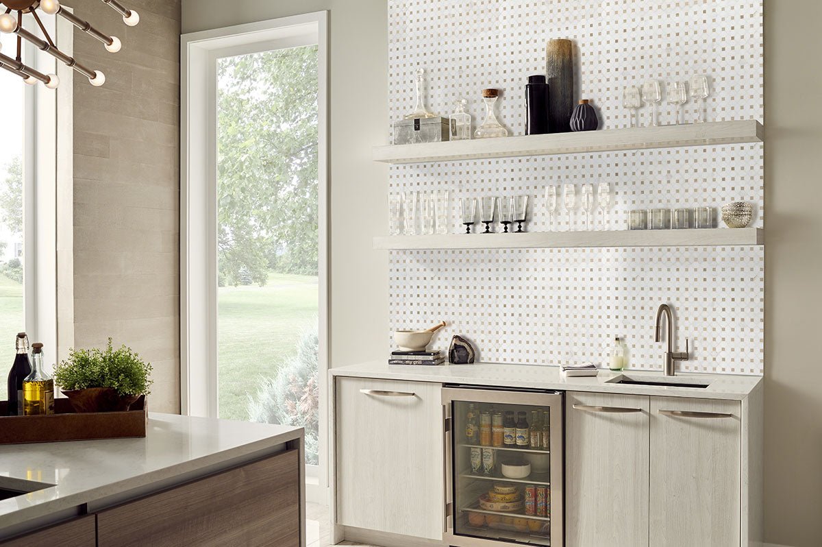 Bianco Dolomite Crema Marble MSI Mosaic Tiles 13" X 13" Dotty Pattern MSI - Zicana Boutique - 6