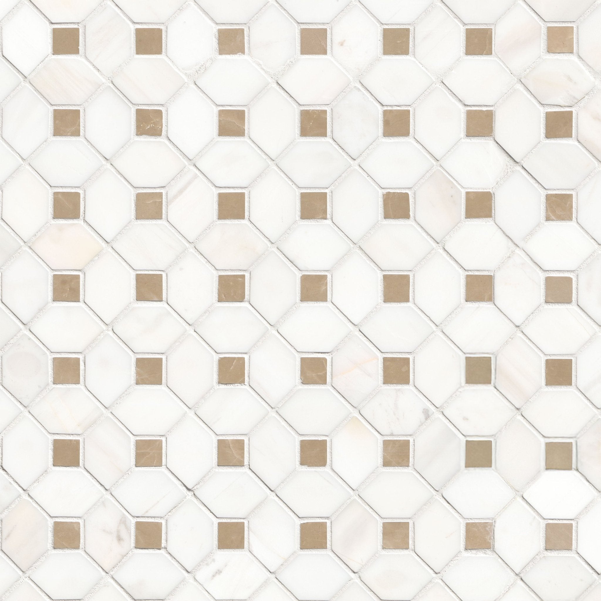 Bianco Dolomite Crema Marble MSI Mosaic Tiles 13" X 13" Dotty Pattern MSI - Zicana Boutique - 1