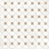 Bianco Dolomite Crema Marble MSI Mosaic Tiles 13" X 13" Dotty Pattern MSI - Zicana Boutique - 1