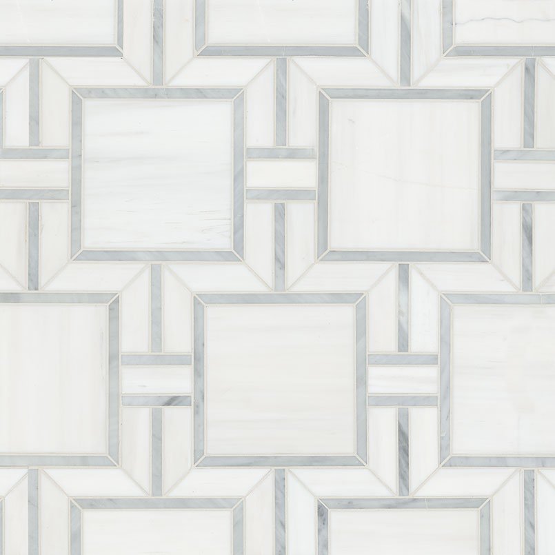 Bianco Dolomite Marble MSI Mosaic Tiles 12" X 12" Alana Pattern MSI - Zicana Boutique - 3