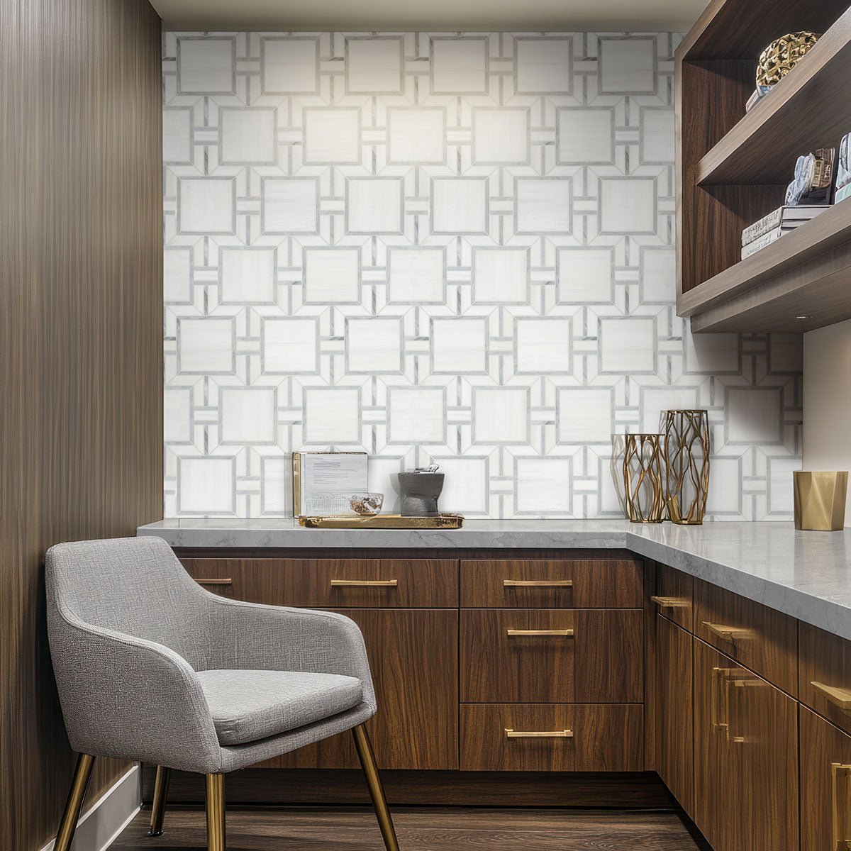 Bianco Dolomite Marble MSI Mosaic Tiles 12" X 12" Alana Pattern MSI - Zicana Boutique - 2