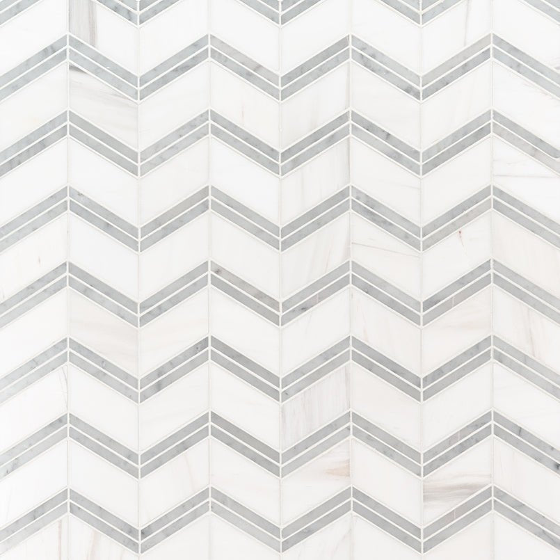 Bianco Dolomite Marble MSI Mosaic Tiles 12" X 12" Chevron Pattern MSI - Zicana Boutique - 3
