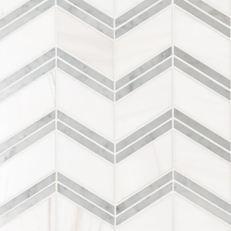 Bianco Dolomite Marble MSI Mosaic Tiles 12" X 12" Chevron Pattern MSI - Zicana Boutique - 1