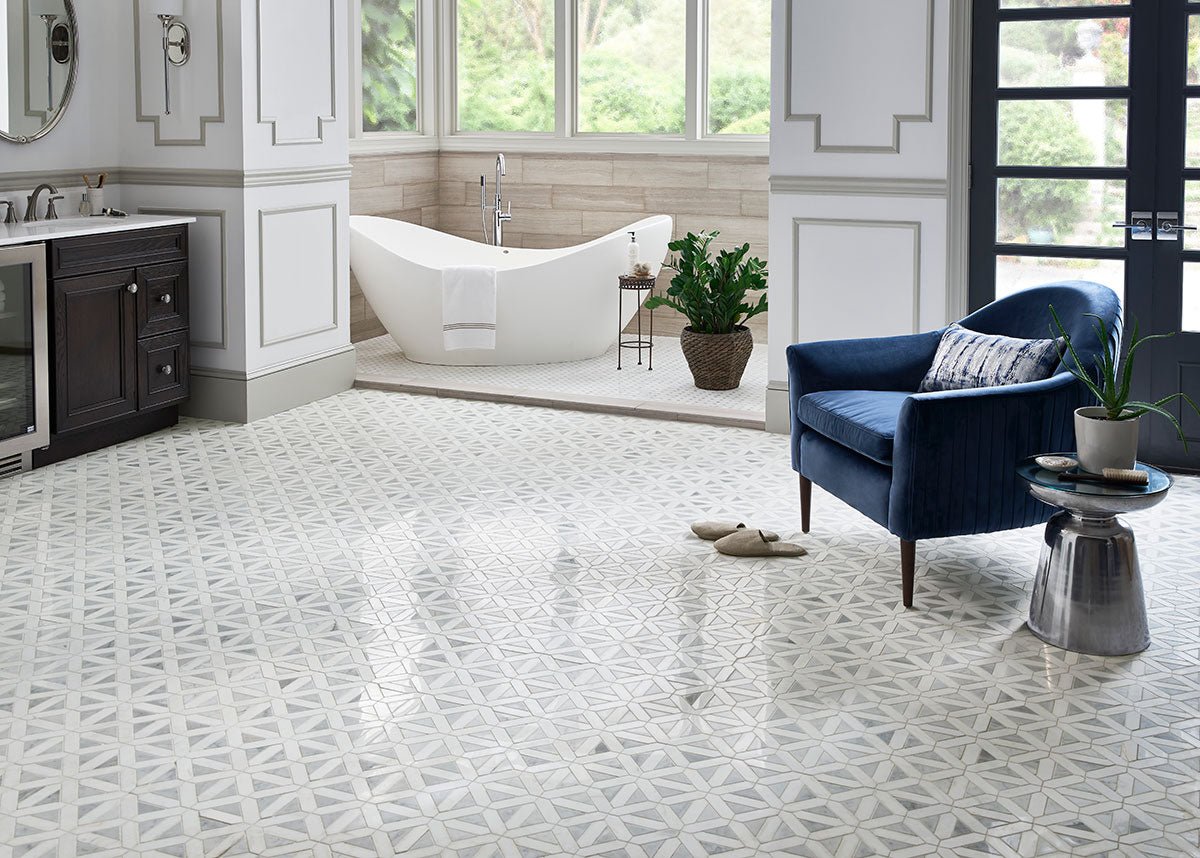 Bianco Dolomite Marble MSI Mosaic Tiles 12" X 12" Geometrica Pattern MSI - Zicana Boutique - 6