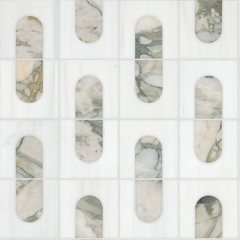 Bianco Dolomite Marble MSI Mosaic Tiles 12" X 12" Moderno Pattern MSI - Zicana Boutique - 7