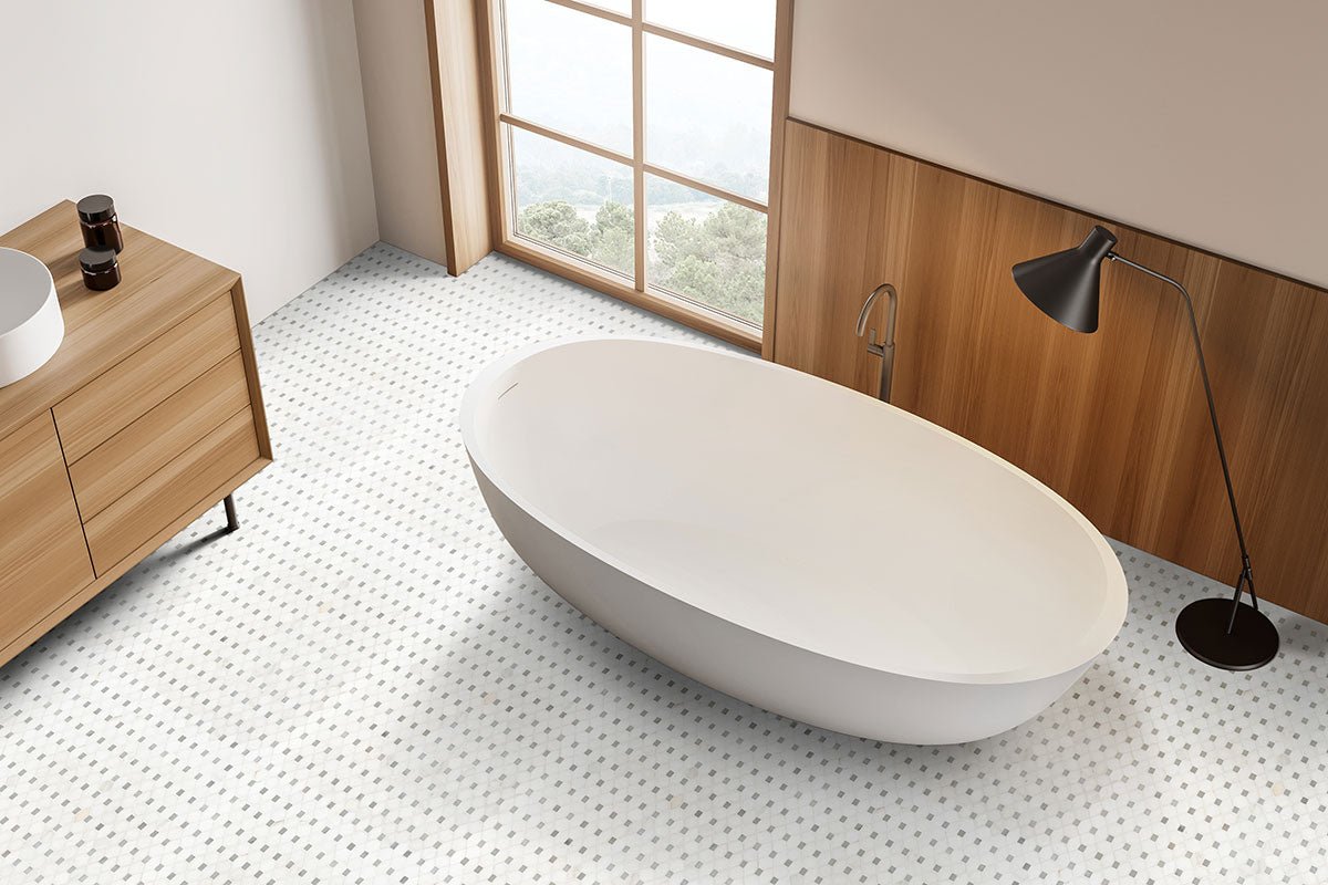 Bianco Dolomite Marble MSI Mosaic Tiles 13" X 13" Dotty Pattern MSI - Zicana Boutique - 2
