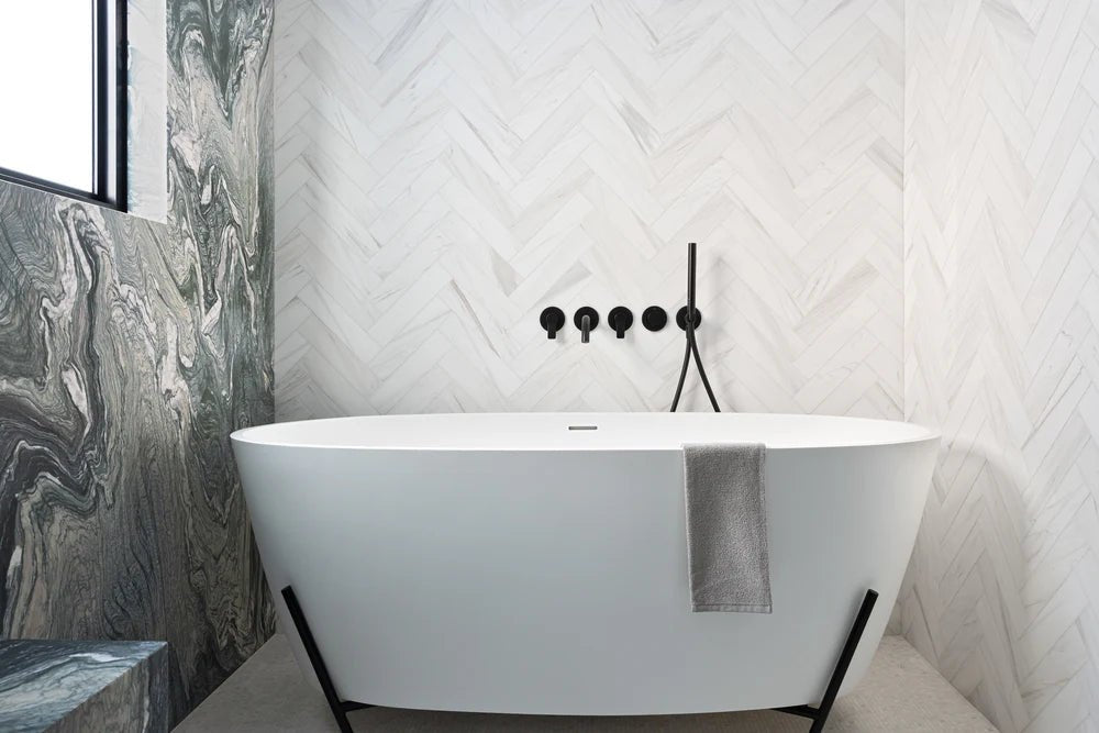 Bianco Dolomiti Dolomite Mosaic Honed Stone Broken Joint Artistic Tile - Zicana Boutique - 5