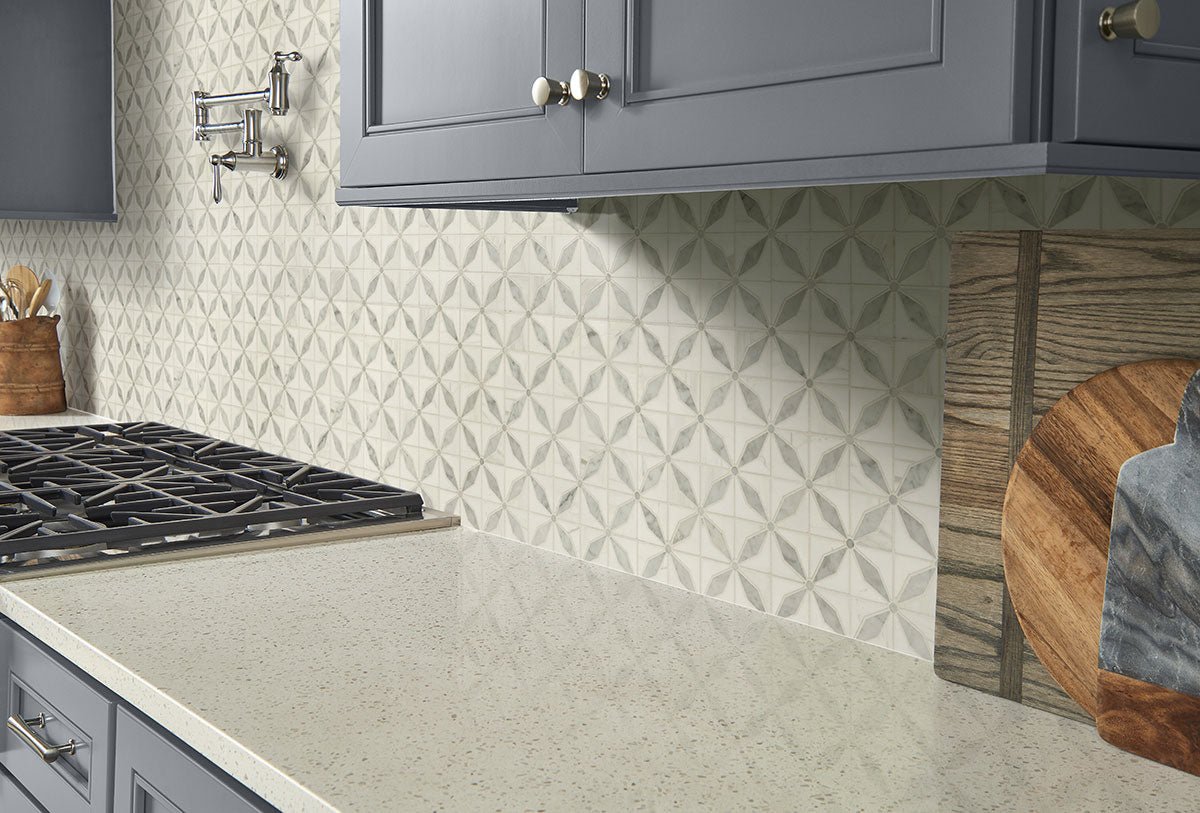 Bianco Starlite Marble MSI Mosaic Tiles 12" X 12" Geometric Pattern MSI - Zicana Boutique - 6