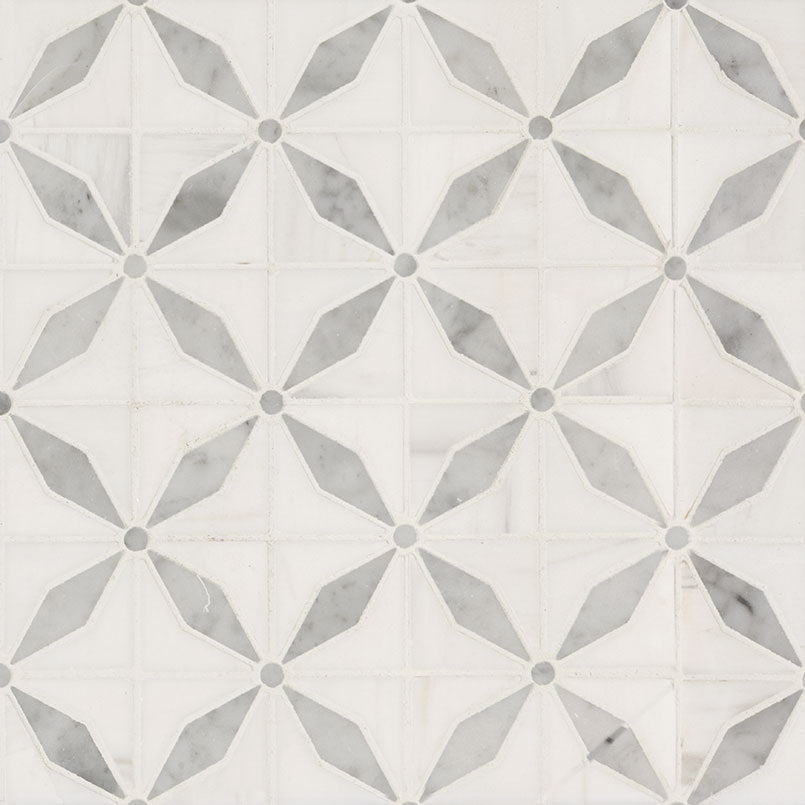 Bianco Starlite Marble MSI Mosaic Tiles 12" X 12" Geometric Pattern MSI - Zicana Boutique - 1