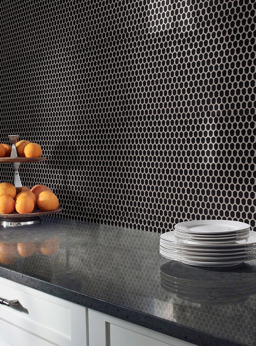 Black Porcelain MSI Field Tiles 11" X 12" Penny Round MSI - Zicana Boutique - 2