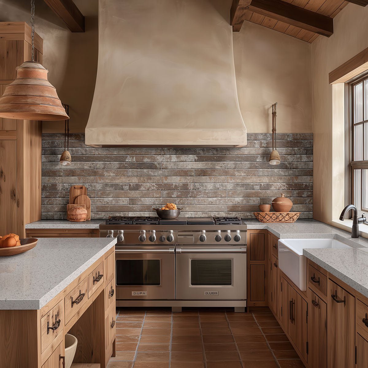 Brickstone Rustique Red Brick Porcelain MSI Field Tiles 2" X 18" MSI - Zicana Boutique - 7