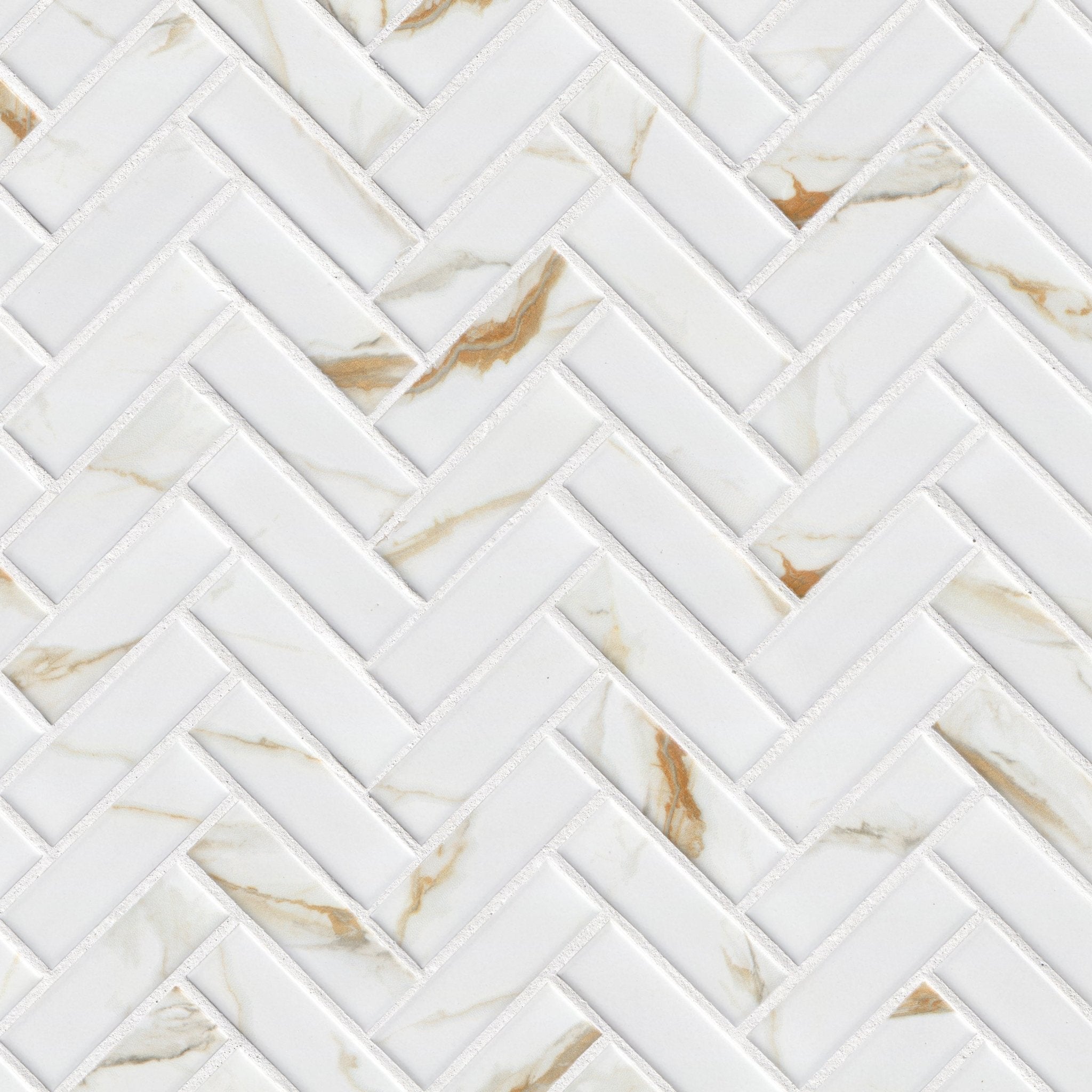 Calacatta Gold Porcelain MSI Field Tiles 1" X 3" Herringbone Pattern MSI - Zicana Boutique - 1