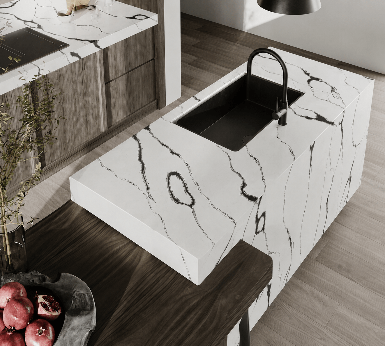 Calacatta Panda Variant Quartz Variant- Zicana Boutique -2