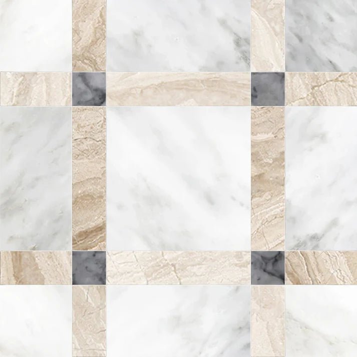 Callen Crystal Grey Square Geometric Waterjet Tile Zicana Boutique - Zicana Boutique - 1