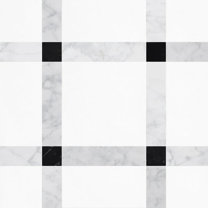 Callen Ice White Square Geometric Waterjet Tile Zicana Boutique - Zicana Boutique - 1